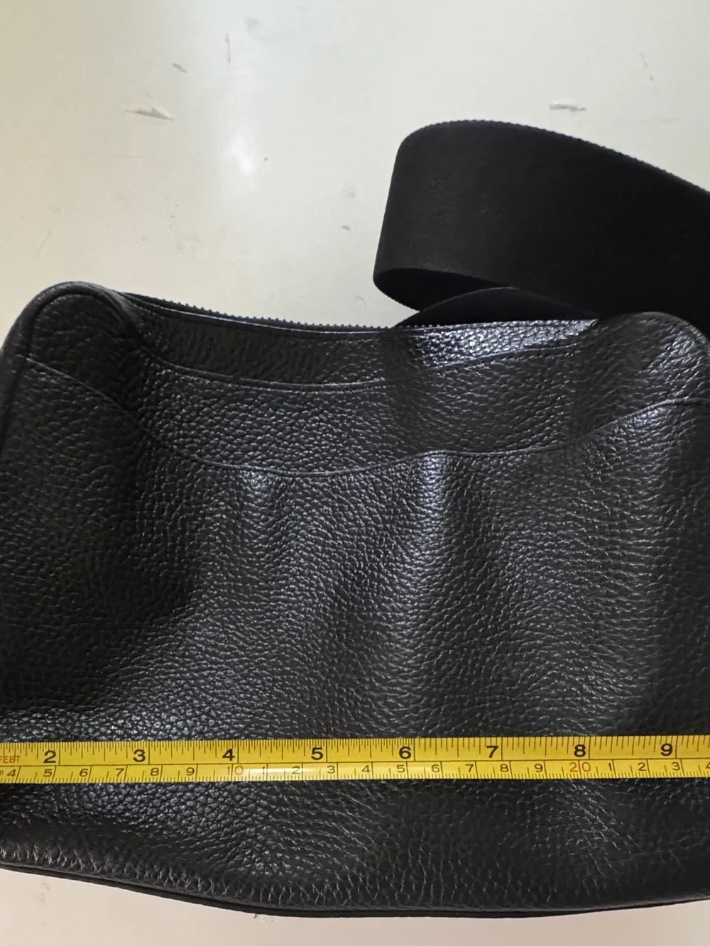Coach Black Pebbled Leather Messenger Crossbody with Green Accent Tag